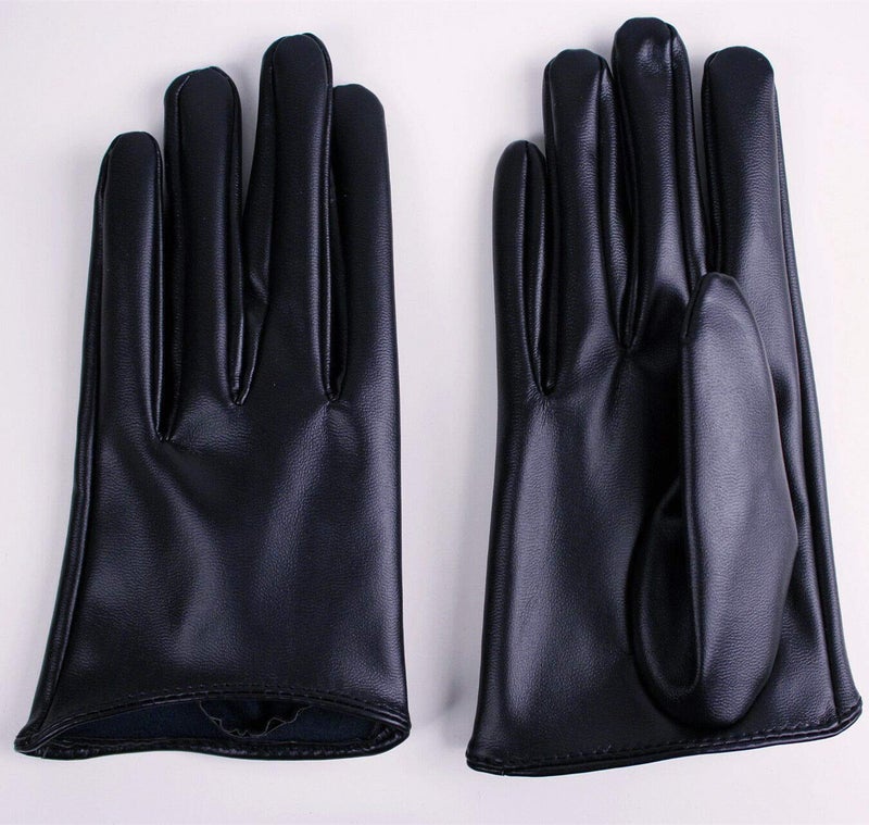 DooWay Women's Short Leather Gloves 16CM Half Palm Faux Lambskin PU for Evening Fashion Costume Car Motor Driving (Black) - Image 5
